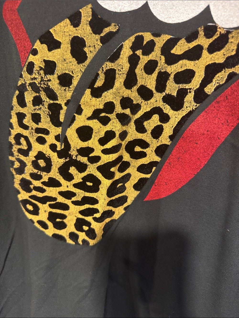 Daydreamer Black Graphic Tee Rolling Stones with Leopard Tongue Sz Large - Picture 2 of 5
